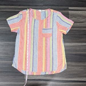 100% linen rainbow C&C California t shirt xs